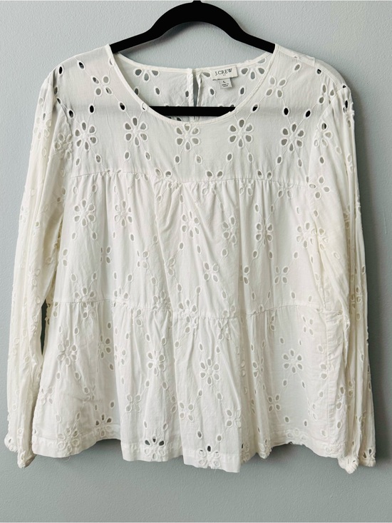 J. Crew Tops - J. Crew White Eyelet Peasant Blouse